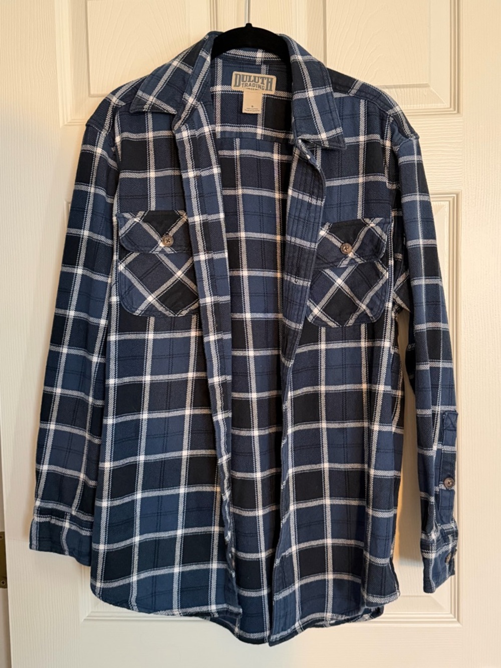 Duluth Trading Co. Navy Plaid Flannel Shirt